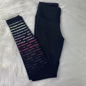 H&M Sport Athletic Leggings Size S Black W/ Colored Lines